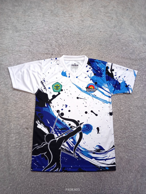 Jersey Archery Putih dengan Desain Abstrak dan Logo - Jersey Custom PROKAOS