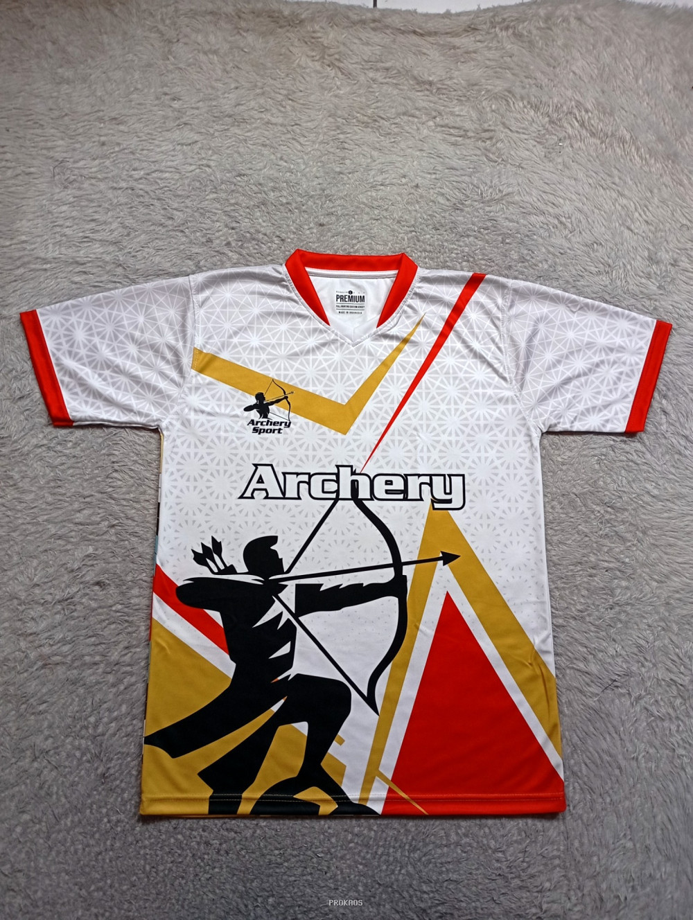Jersey Archery Sport Putih dengan Desain Dinamis - Jersey Custom PROKAOS