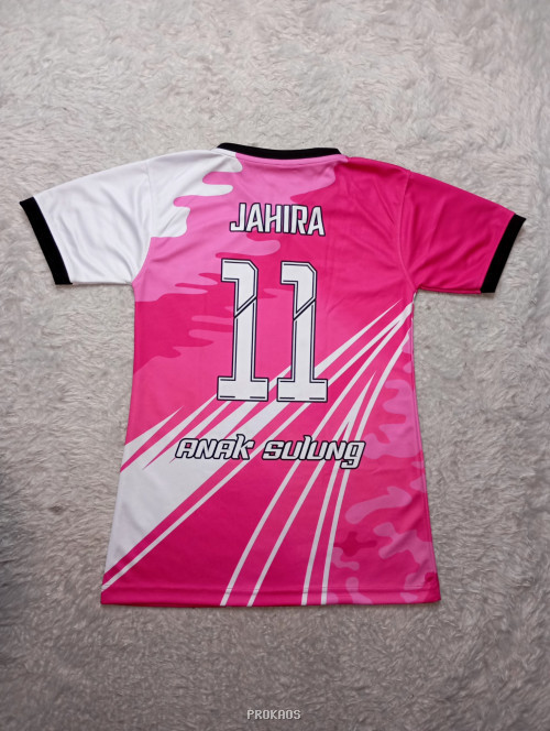 Jersey Badminton Merah Muda dengan Motif Camo dan Logo Garuda - Gambar 2