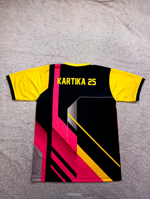 Jersey Padel Modern: Kombinasi Hitam, Kuning, dan Merah Muda - Gambar 2