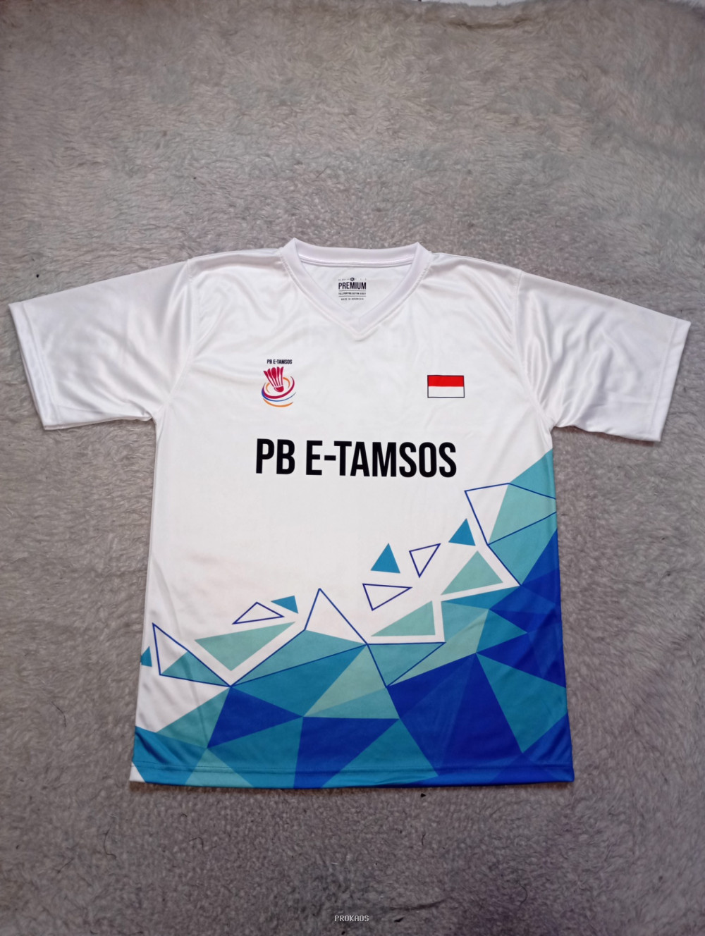 Jersey Badminton PB E-TAMSOS dengan Desain Geometris - Jersey Custom PROKAOS