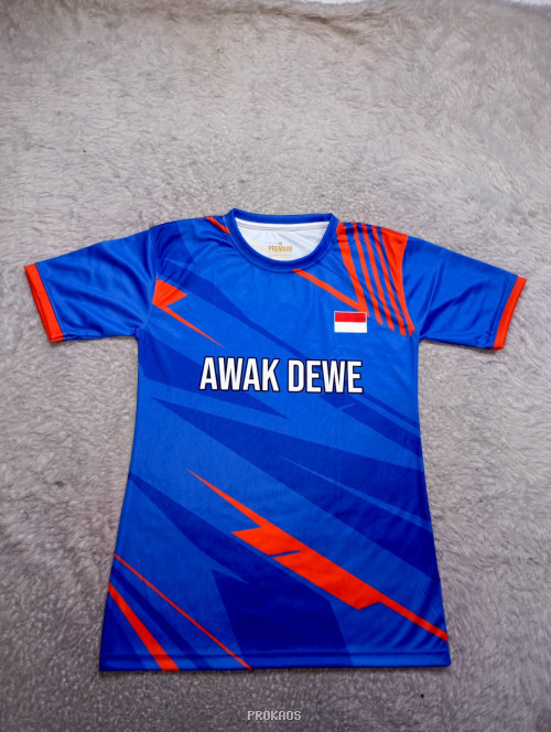 Jersey Biru dengan Desain Dinamis 'Awak Dewe' - Jersey Custom PROKAOS