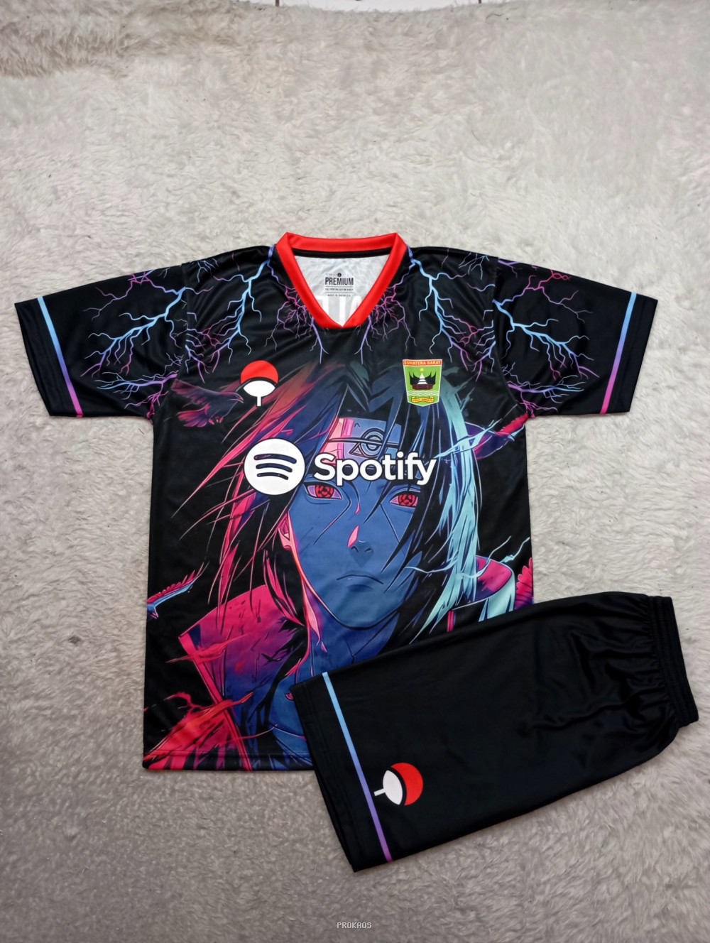 Jersey Bola Anime dengan Desain Petir dan Ilustrasi Karakter - Jersey Custom PROKAOS