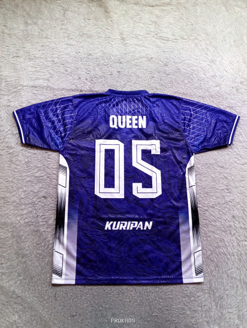 Jersey Bola Biru dengan Motif Abstrak dan Logo 'PEREDAM' - Gambar 2