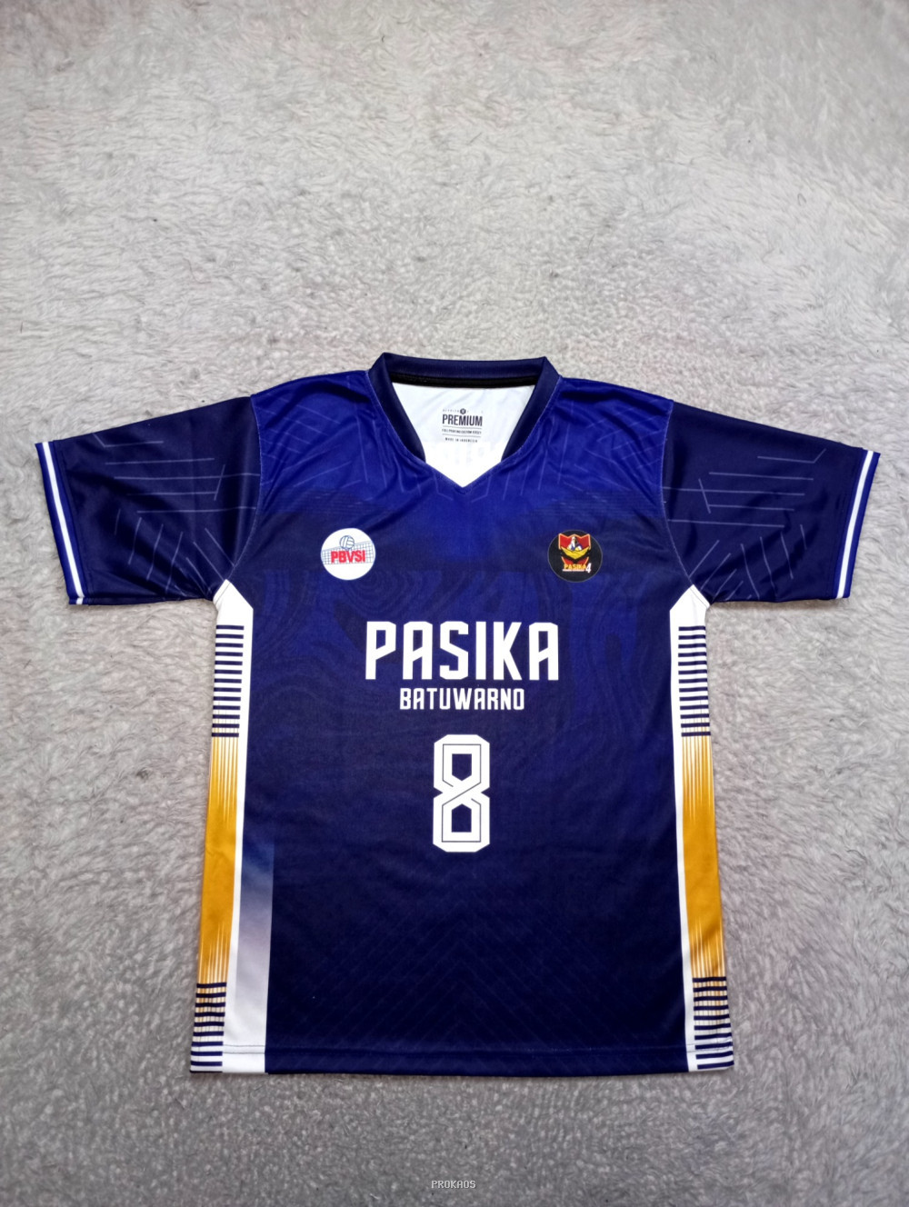 Jersey Bola PASIKA Batuwarno Warna Biru Navy dengan Detail Emas - Jersey Custom PROKAOS
