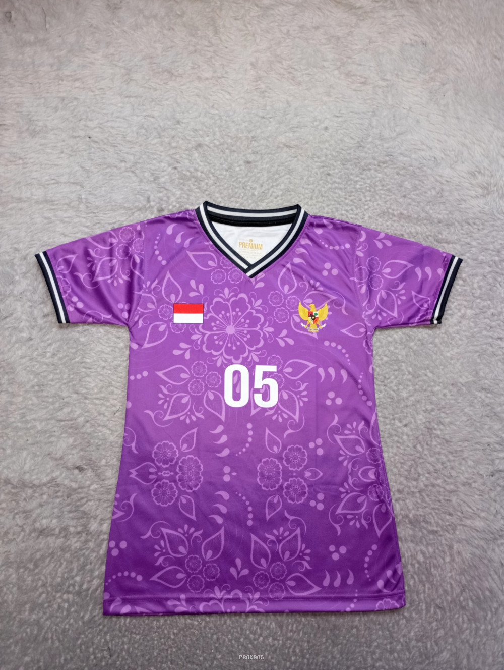 Jersey Bola Ungu Floral: Indonesia 05 - Jersey Custom PROKAOS