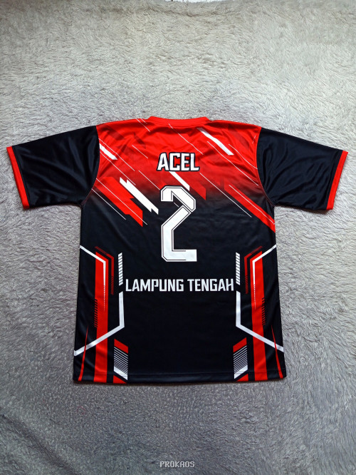 Jersey Bola Voli AlfaMart x Spotify: Merah Hitam Modern - Gambar 2