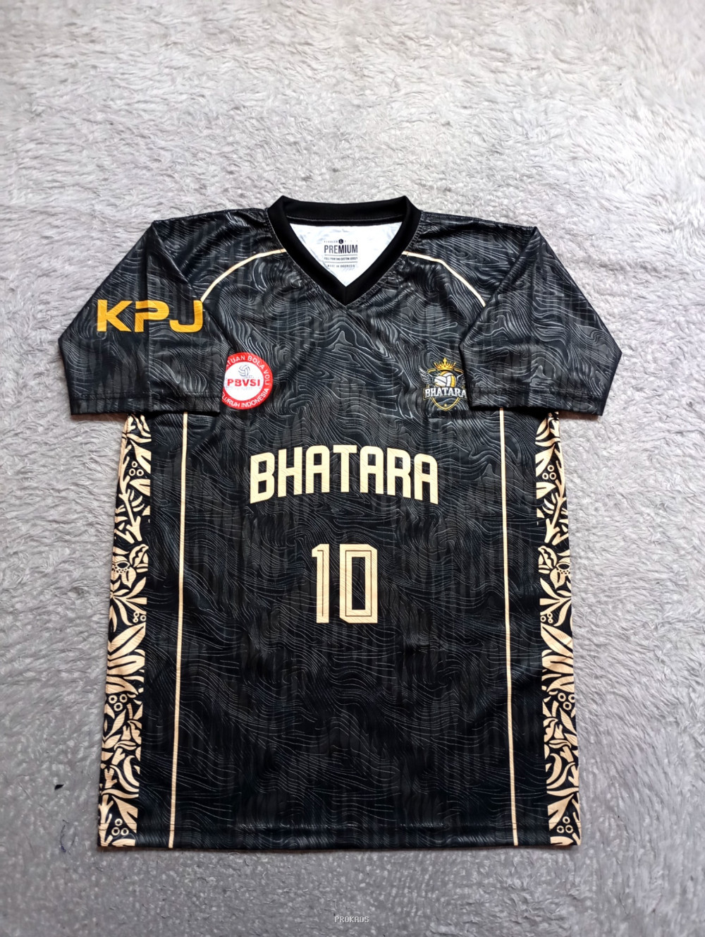Jersey Bola Voli BHATARA #10 Warna Hitam dengan Motif Unik - Jersey Custom PROKAOS
