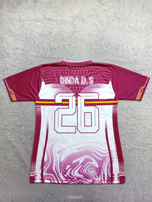 Jersey Bola Voli Blitang Jaya: Warna Ungu-Putih-Merah - Gambar 2