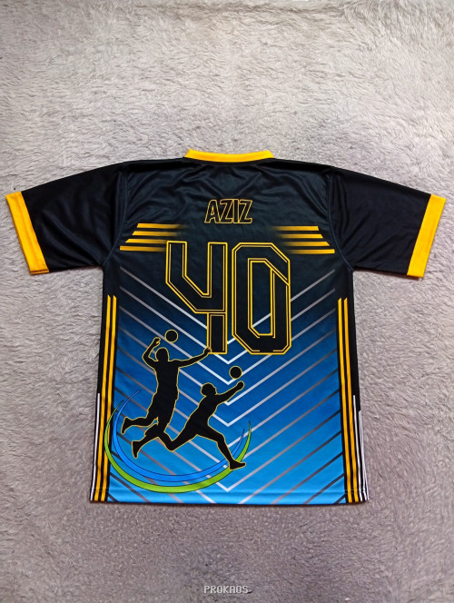 Jersey Bola Voli Hitam-Biru dengan Desain Dinamis - Gambar 2