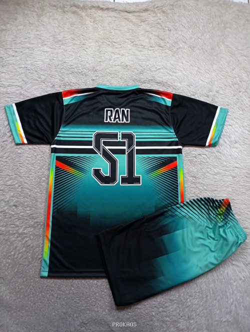 Jersey Bola Voli Hitam Hijau: Desain Gradasi & Nomor 51 - Gambar 2