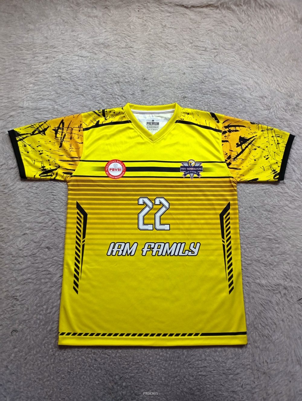 Jersey Bola Voli Kuning dengan Desain Sporty - Jersey Custom PROKAOS