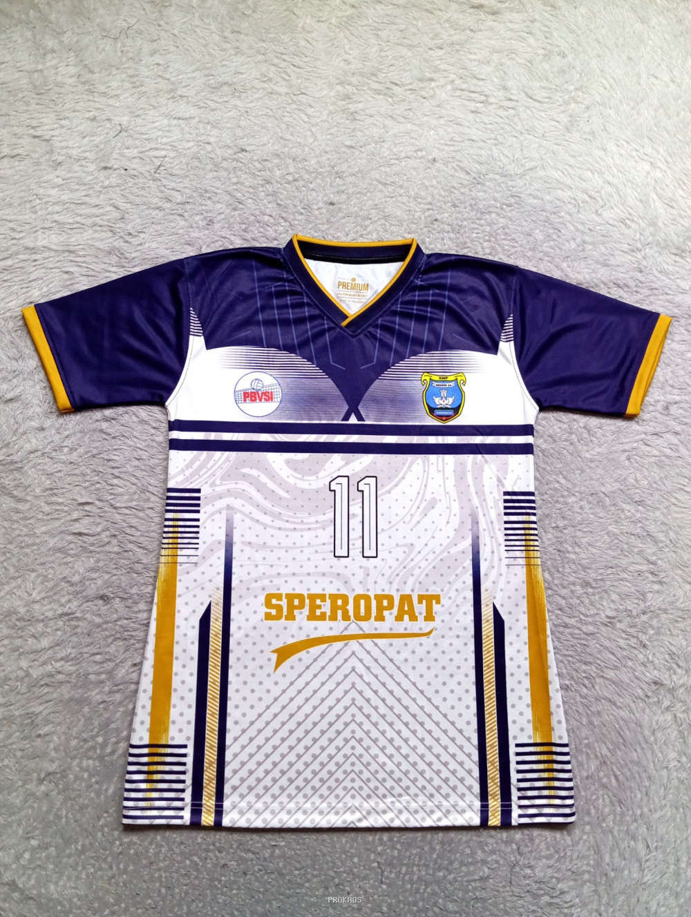 Jersey Bola Voli SMP 24 Purworejo: Navy, Putih, & Emas - Jersey Custom PROKAOS