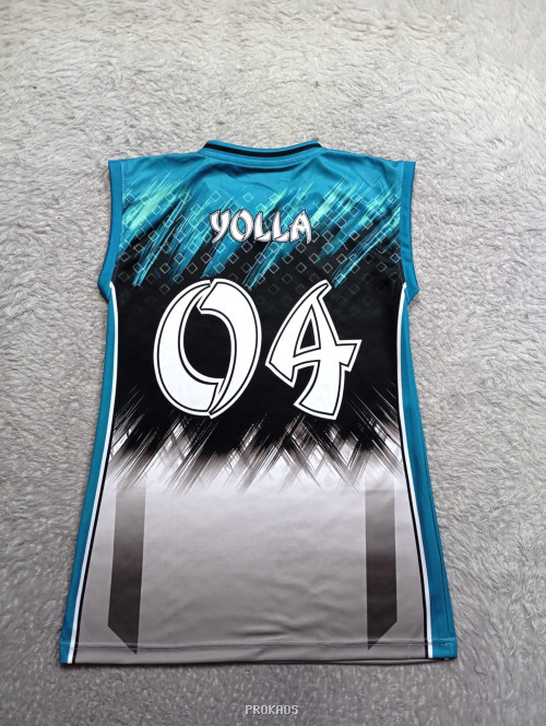 Jersey Bola Voli Yolla 04: Kombinasi Biru, Hitam & Abu-abu - Gambar 2