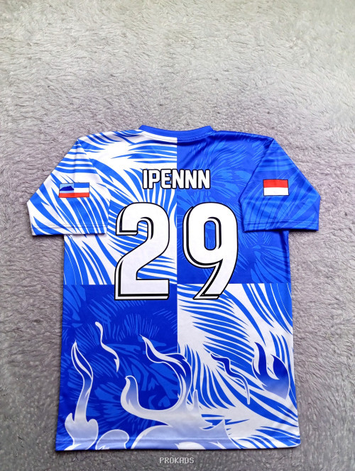 Jersey Dormitory Biru: Desain Unik dengan Motif Api & Daun - Gambar 2