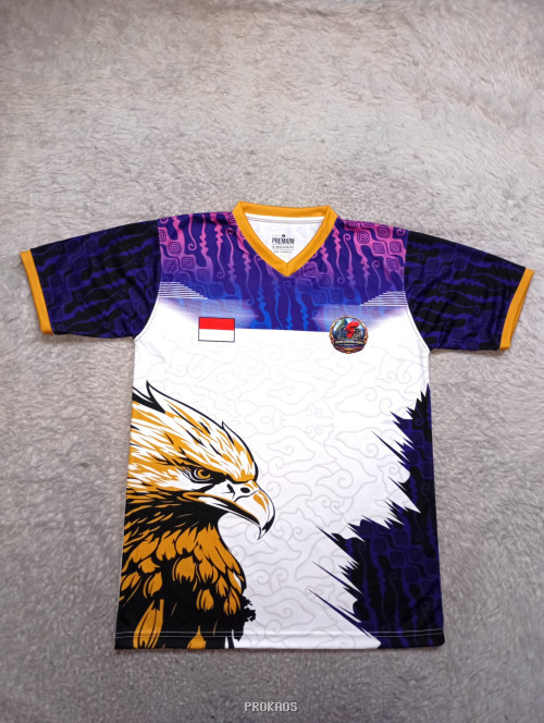 Jersey Elang dengan Kombinasi Batik Ungu dan Ornamen Indonesia - Jersey Custom PROKAOS