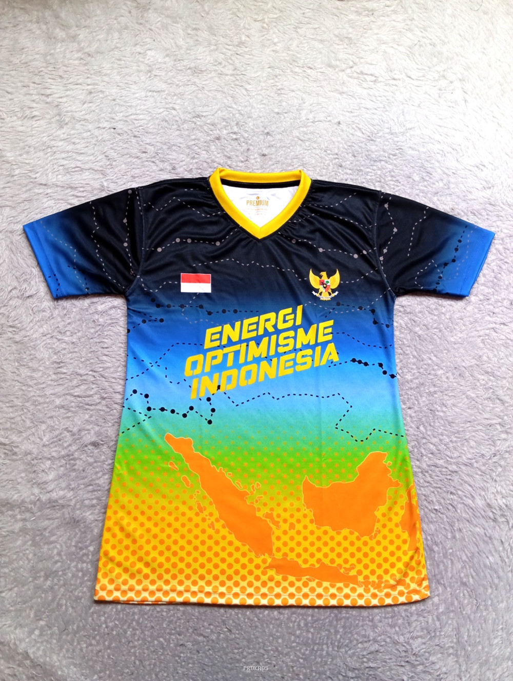 Jersey Energi Optimisme Indonesia: Warna Cerah dan Logo Garuda - Jersey Custom PROKAOS