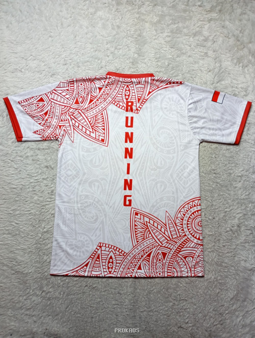 Jersey Fun Run Putih dengan Motif Merah Abstrak - Gambar 2