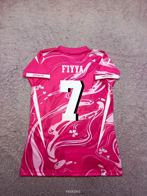 Jersey GANTEL VC: Pink dengan Motif Gelombang & Logo - Gambar 2