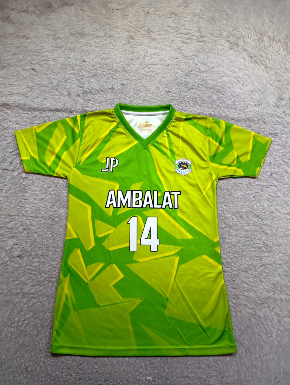 Jersey Hijau-Kuning 'Ambalat' dengan Desain Geometris - Jersey Custom PROKAOS