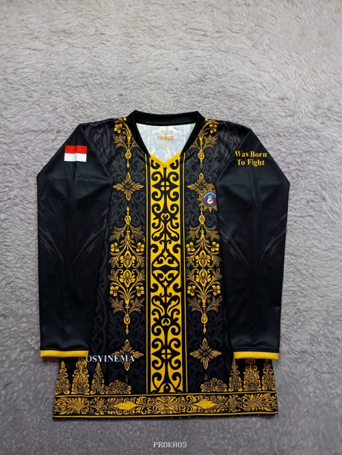 Jersey Hitam Motif Emas dengan Bendera Merah Putih - Gambar 3