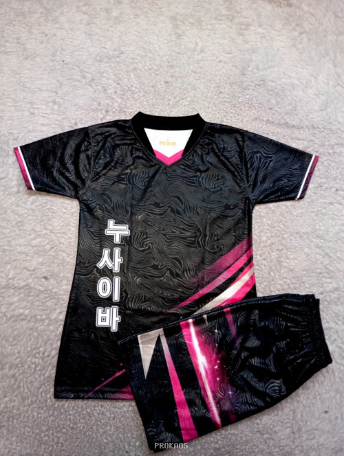Jersey Hitam Motif Gelombang dengan Sentuhan Pink - Jersey Custom PROKAOS
