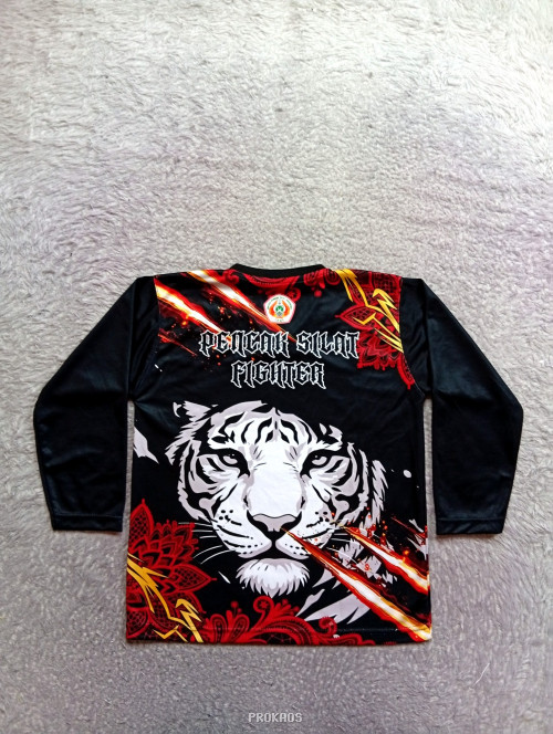 Jersey Hitam Motif Harimau dengan Ornamen Merah-Emas - Gambar 4