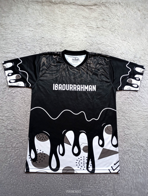 Jersey Hitam-Putih 'Ibadurrahman' dengan Desain Abstrak - Jersey Custom PROKAOS
