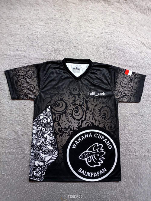 Jersey Hitam Wahana Cupang Balikpapan dengan Motif Batik - Jersey Custom PROKAOS