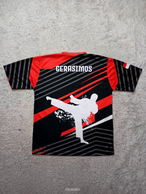 Jersey Karate Hitam Merah dengan Desain Atlet Karate - Gambar 2