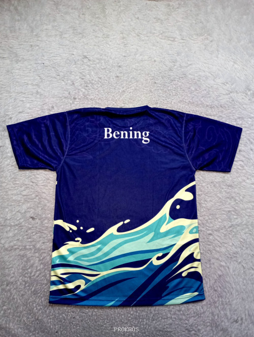 Jersey Lari Biru Gelap dengan Desain Ombak Dinamis - Gambar 2