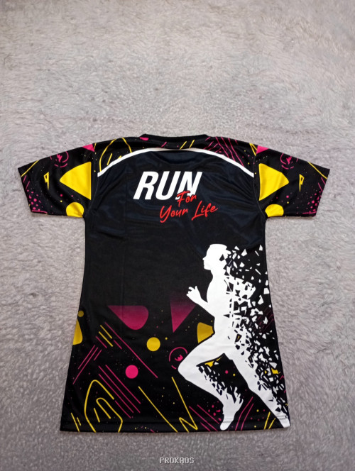 Jersey Lari Hitam dengan Desain Dinamis dan Logo RUNNING - Gambar 2