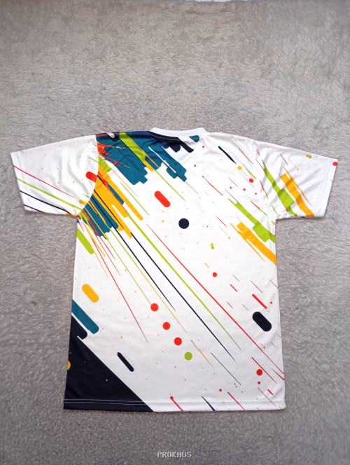 Jersey Lari Putih 'Run for Your Life' dengan Desain Abstrak - Gambar 2