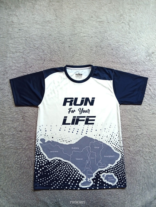 Jersey Lari 'Run For Your Life' dengan Peta Bali - Jersey Custom PROKAOS