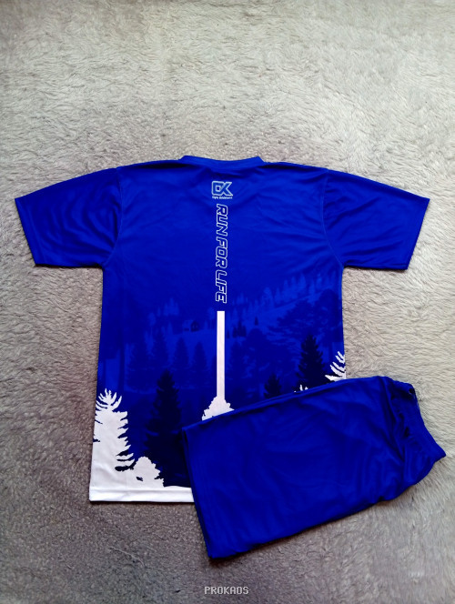 Jersey Lari 'RUN INDONESIA' Biru dengan Desain Hutan - Gambar 2