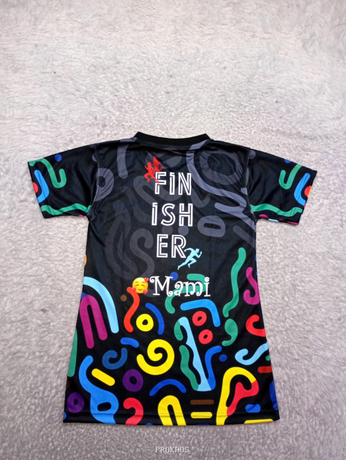 Jersey Lari 'Run Mami' Hitam dengan Desain Warna-warni - Gambar 2