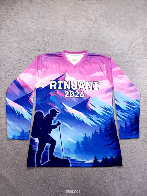 Jersey Lengan Panjang Rinjani 2026: Desain Gunung dan Pendaki - Jersey Custom PROKAOS