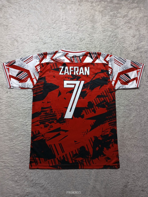 Jersey Merah 'SOANSA JUARA' dengan Desain Abstrak & Logo - Gambar 2