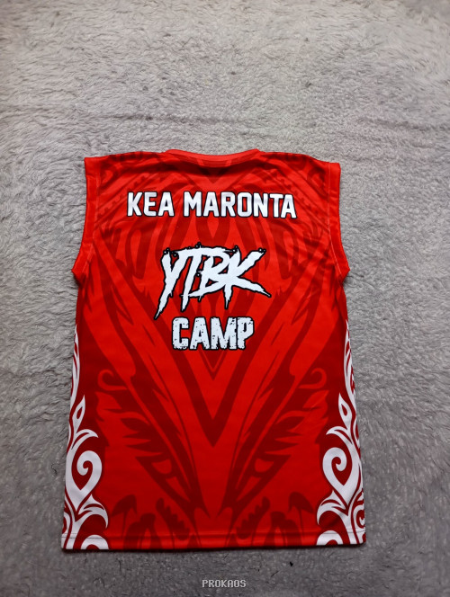 Jersey Merah YTBK dengan Motif Tribal dan Logo Garuda - Gambar 2
