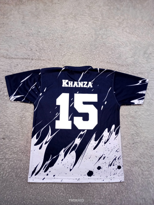 Jersey Olahraga Biru Gelap dengan Desain Abstrak & Branding - Gambar 2