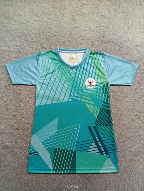 Jersey Olahraga Biru Muda dengan Desain Geometris - Jersey Custom PROKAOS
