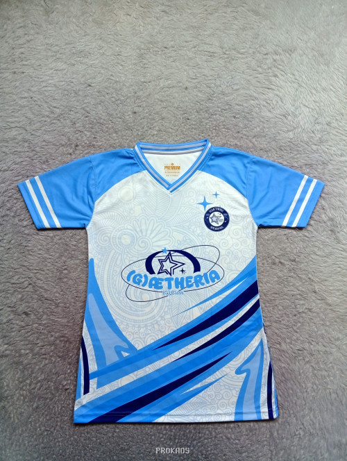 Jersey Olahraga (G)AETHERIA Biru-Putih dengan Desain Unik - Jersey Custom PROKAOS