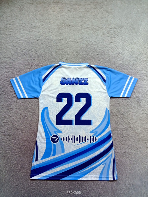 Jersey Olahraga (G)AETHERIA Biru-Putih dengan Desain Unik - Gambar 2