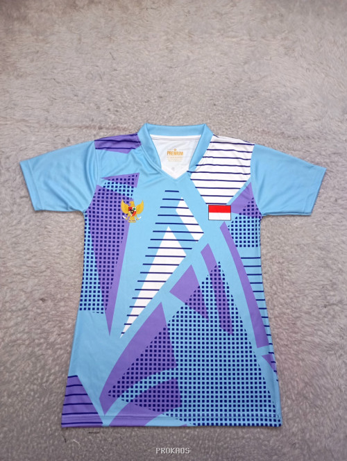Jersey Olahraga Indonesia: Biru Muda, Ungu & Motif Geometris - Jersey Custom PROKAOS