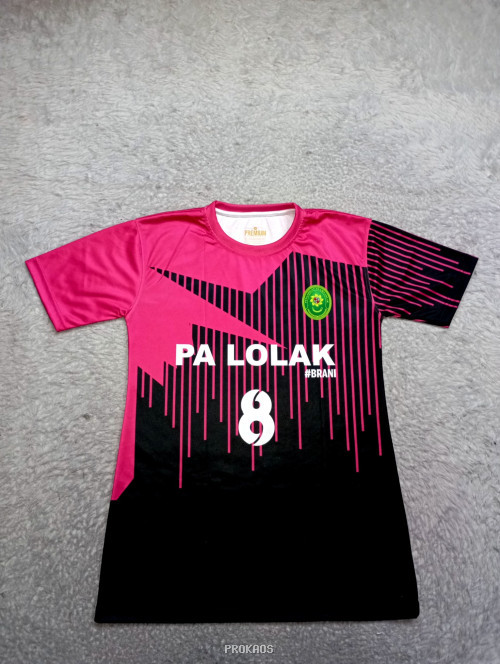 Jersey Olahraga PA LOLAK: Desain Merah Muda-Hitam dengan Nomor 8 - Jersey Custom PROKAOS