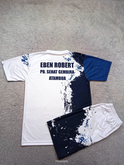 Jersey Olahraga Putih dengan Motif Abstrak & Logo - Gambar 2