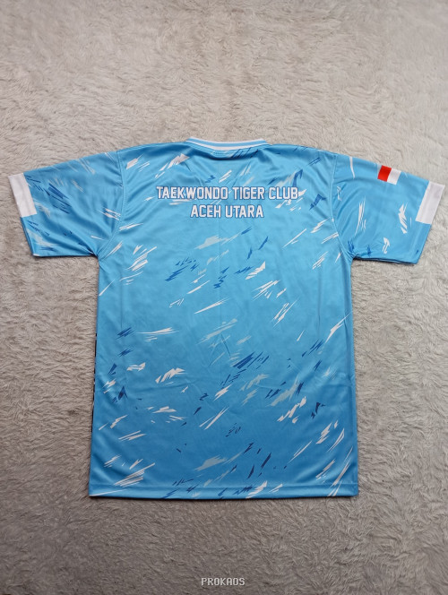 Jersey Taekwondo Biru Muda dengan Logo Harimau dan Aceh Utara - Gambar 2