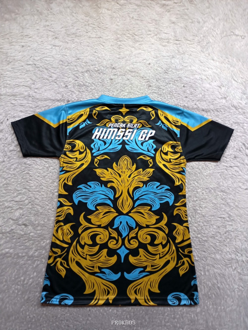 Jersey Pencak Silat Indonesia: Desain Floral Emas dan Biru - Gambar 2