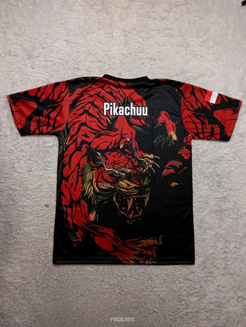 Jersey Pencak Silat Indonesia Motif Harimau Merah Hitam - Gambar 2