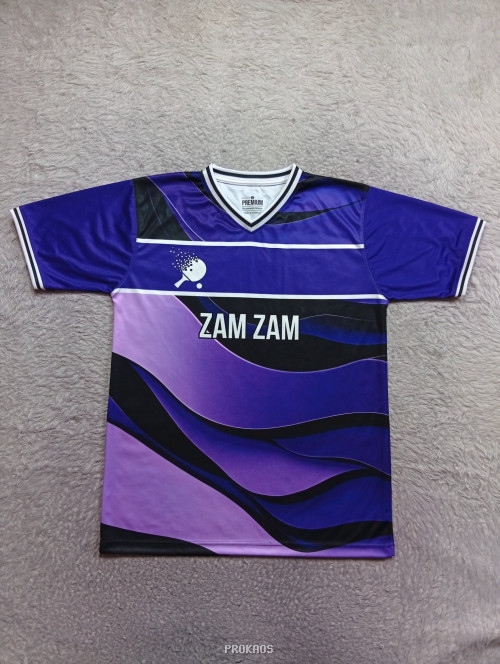 Jersey Pingpong Zam Zam: Ungu, Desain Abstrak & Logo - Jersey Custom PROKAOS